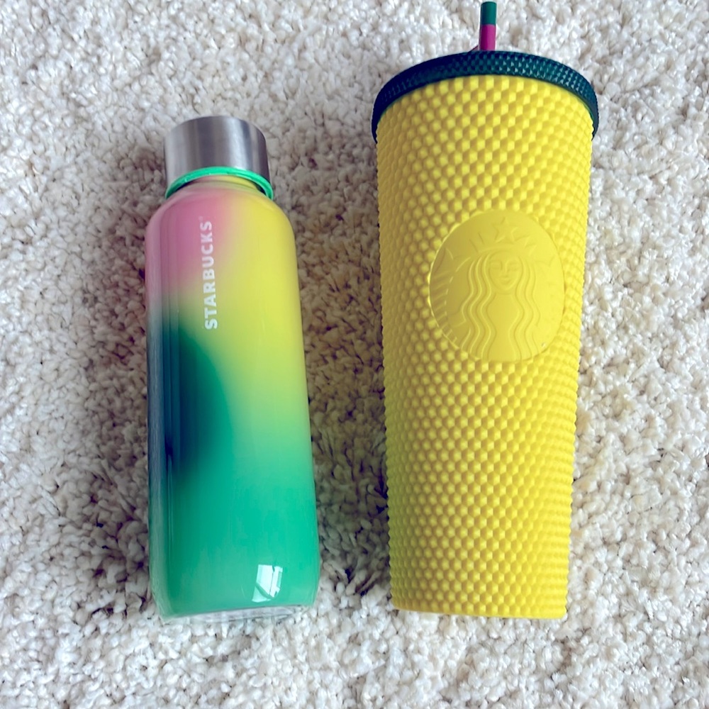 Hawaii Summer Venti Yellow green pineapple 24 Starbucks Glass Siren Cup Tumbler
